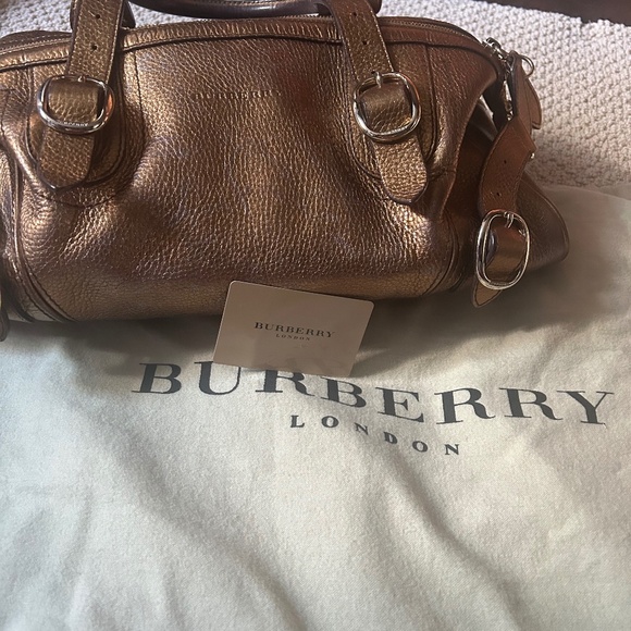 Authentic Burberry Gold Leather Satchel - Picture 1 of 10